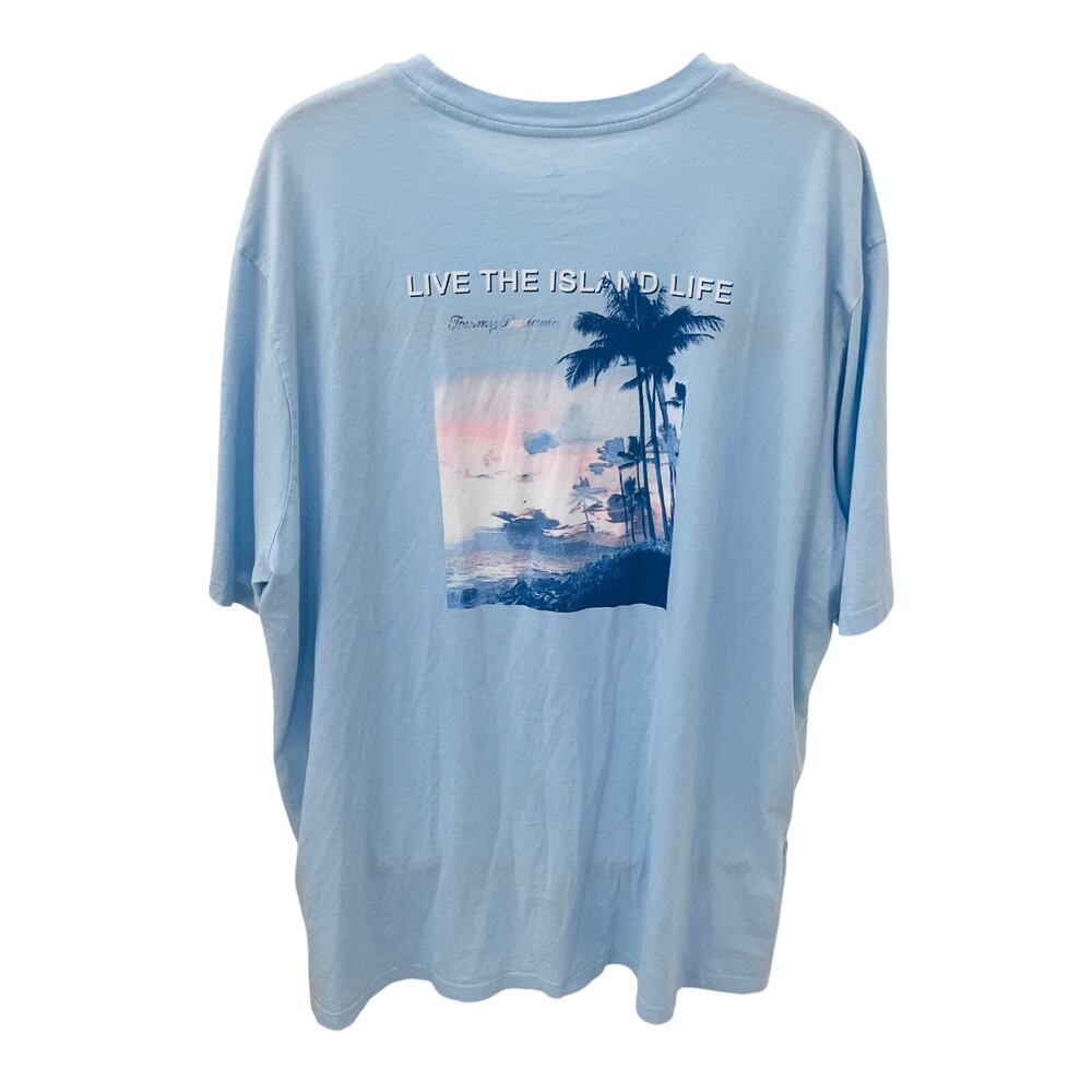 Tommy Bahama T-Shirt Mens XL Blue Misty Mornings Live The Island Life Graphic